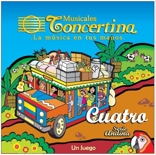 Juego de cuerdas para cuatro llanero en nylon blanco.